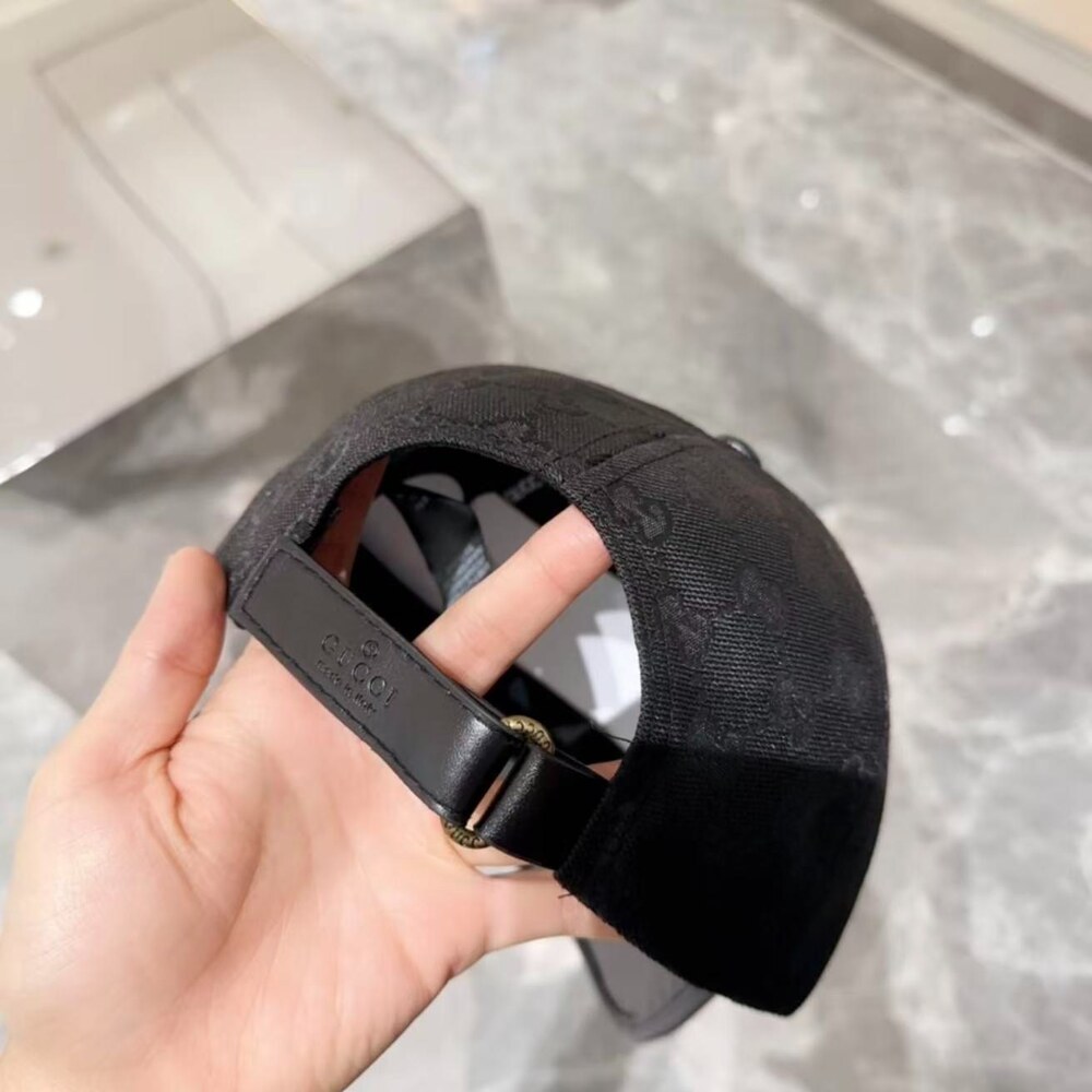 Gucci GG Canvas Leather Baseball Cap Black - Picture 5 of 5